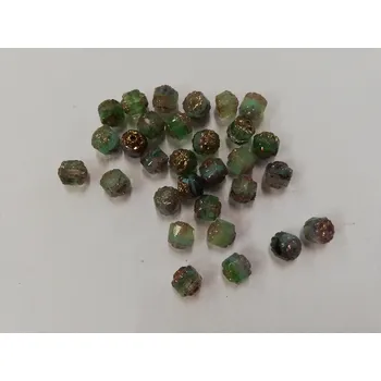 Dětské navlékací korálky Korálky katedrály - ohňovky s brozovým blistrem 6mm - mix zelená - 30ks