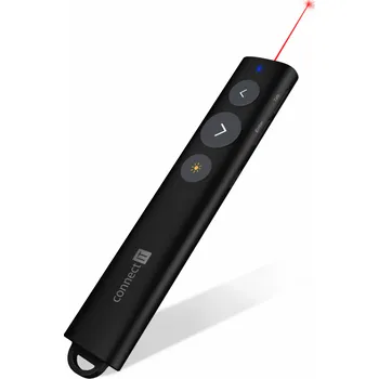 Connect IT LaserPoint laserové ukazovátko nabíjecí - černá Profesionální bezdrátový prezentér s laserovým ukazovátkem a dosahem až 30 metrů. Výkonný červený laser s viditelností až 200 metrů, vestavě