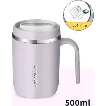 Termohrnek Nerezový cestovní termo hrnek 500ml s víčkem | hrnek, termohrnek - Fialová ocelová vložka