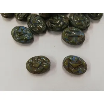 Dětské navlékací korálky Mačkané korále skarabeus zelený modrý 17x13mm - 1ks