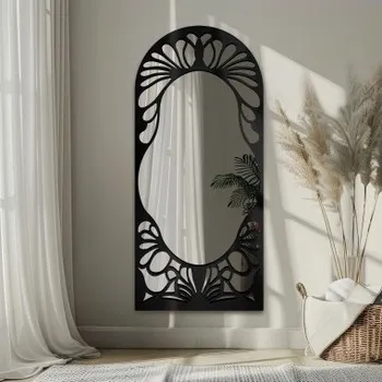 Zrcadlo Polovalné zrcadlo s prolamovaným dekorem z MDF – VERONELLE FIORE 90X200