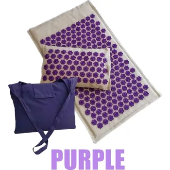 Masážní přístroj Akupresurní masážní podložka s polštářem | podložka polštář - 3dílná šedo-fialová sada