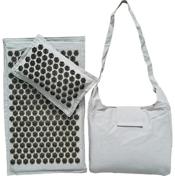 Masážní přístroj Akupresurní masážní podložka s polštářem | podložka polštář - Sada 3 kusů šedo-zlatá