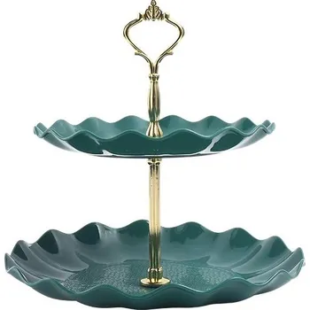 Kulatý servírovací stojan na dort a ovoce | stojan, podnos, etažér - Zelený