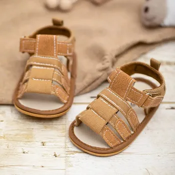 Chlapecké sandály Dětské sandálky na první krůčky – unisex Velikost: 0-6M, Barva (Varianta): Hnědá