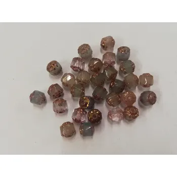 Dětské navlékací korálky Korálky katedrály - ohňovky s brozovým blistrem 6mm - růžová/zelenkavá - 30ks