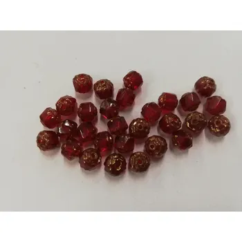 Dětské navlékací korálky Korálky katedrály - ohňovky s brozovým blistrem 6mm - červená - 30ks