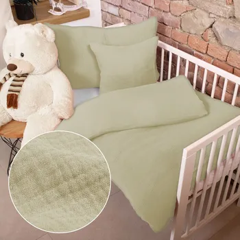 Povlečení Dětské mušelínové povlečení do postýlky Nature MSN-070 Světlé pískově béžové Do postýlky 90x120 a 40x60 cm