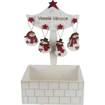 Vánoční dekorace Dřevěné ozdoby na stromeček v boxu, 72 ks D7458