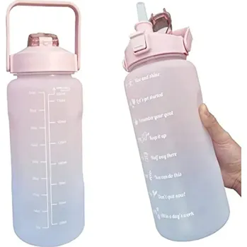 Láhev Velká sportovní láhev na vodu 2l s brčkem Růžová