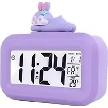 Budík Roztomilé kreslené digitální hodiny s budíkem | stolní hodiny, digitální budík - Králičí styl1