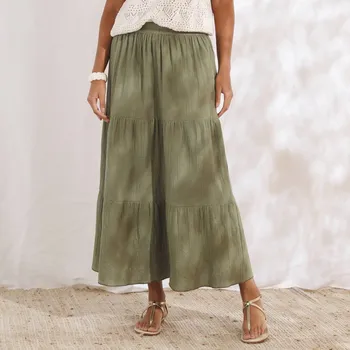 Dámská sukně Mušelínová dlouhá volánová sukně khaki 54