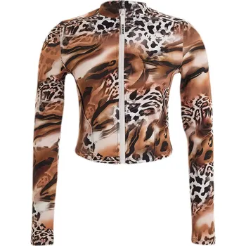 Dámské tričko Dámské Tričko s dlouhým rukávem GUESS AZALEA LS ZIP ACTIVE TOP V3RP02KBIL2-P15E – Multicolor S