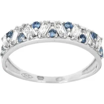 Prsten Zlatnictví U Kostela Zlatý prsten s bílými a modrými zirkony 2339bm 65 4621-24717873