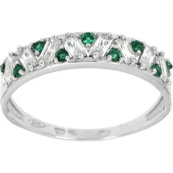 Prsten Zlatnictví U Kostela Zlatý prsten s bílými a zelenými zirkony 2339bz 62 4620-24717841