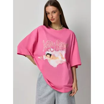 Dámská móda Oversize tričko s potiskem Katy Perry - M - House - jasně růžové - 128HV-42X