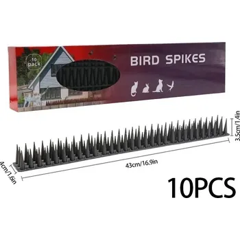 Odpuzovač zvířat Plastové hroty proti ptákům a kočkám | odpuzovač, zábrana - Černá - 10 ks