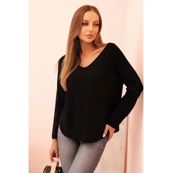 Dámský svetr Svetr dámský s viskózou s výstřihem do V černý UNI