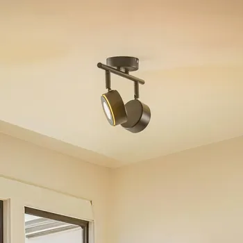 Lampička Reflektor Lindby Jyla, černý, 4 000 K, 2 světla, GX53 - Stříška - Ø 8 cm, výška 2,5 cm; žárovka - Ø 7,5 cm, výška 2,8 cm; stínítko - výška 3,4 cm, Ø 8 cm černá 2 x 4,8 W LED - Doprava zdarma