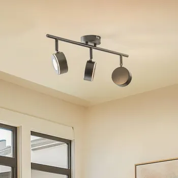 Lampička Reflektor Lindby Jyla, černý, 4 000 K, 3 světla, GX53 - Stříška - Ø 8 cm, výška 2,5 cm; žárovka - Ø 7,5 cm, výška 2,8 cm; stínítko - výška 3,4 cm, Ø 8 cm černá 3 x 4,8 W LED - Doprava zdarma