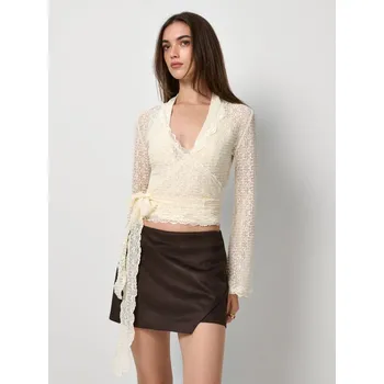 Dámské oblečení Kardigan s&nbsp;vázáním vpředu - S - House - krémový - 128GH-01X