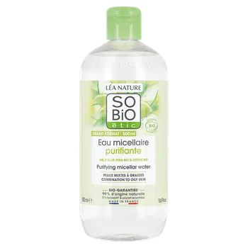 Přípravek na čištění pleti a oči SO’BiO étic Aloe Vera zinek a citrusy micelární voda 500 ml