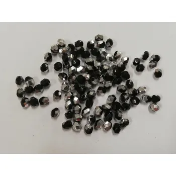 Dětské navlékací korálky Korálky broušené - ohňovky 4mm - černá/šedá - 100ks