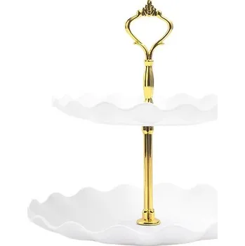 Kulatý servírovací stojan na dort a ovoce | stojan, podnos, etažér - Bílý