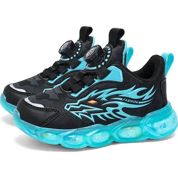 Chlapecké tenisky Dětské kožené tenisky s dračím motivem Velikost: 33, Barva (Varianta): Modrá