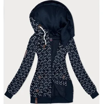 Dámská mikina Tmavě modrá sportovní mikina s kapucí a se vzorem vlaštovek (2309) odstíny modré 46