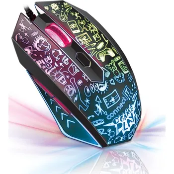 Myš Connect IT Doodle herní myš - černá Stylová herní myš Connect IT DOODLE CI-1143 s plynule se měnícím LED podsvícením, ergonomickým tvarem a DPI až 2000 je ideální pro hráče i do kanceláře. Soft-touch