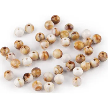 Korálek Plastové korálky imitující mramor Ø8 mm, Balení 20 g, Varianta béžovobílá