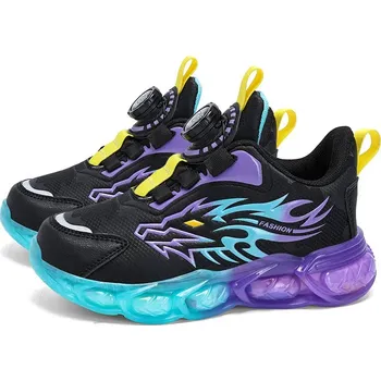 Chlapecké tenisky Dětské kožené tenisky s dračím motivem Velikost: 28, Barva (Varianta): Fialová