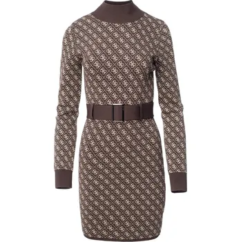 Dámské šaty Dámské Šaty GUESS LISE 4G LS BELTED DRESS SWTR W4BK43Z37K0-FN0T – Hnědá XS