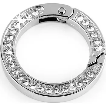 Karabina kulatá s broušenými kamínky Ø24 mm, Balení 5 ks, Varianta 2 růžové zlato