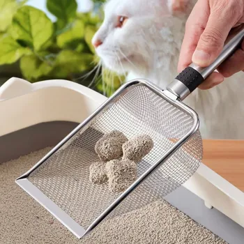 Přislušenství pro kočičí toaletu Nerezová lopatka na kočičí toaletu pro snadné čištění | lopatka, pomůcka