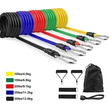 Posilovací sada 11dílná odporové gumy | posilovací guma, fitness guma - Velký hliník