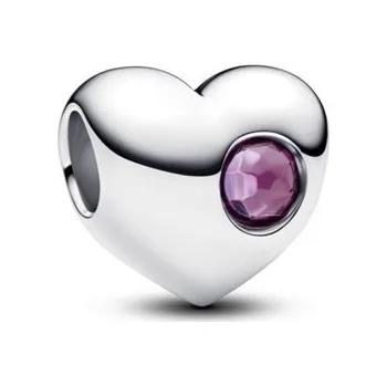 Přívěsek Přívěsek PANDORA Srdce ke gravírování s fialovým křišťálem 794161C02