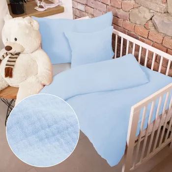 Povlečení Dětské mušelínové povlečení do postýlky Nature MSN-054 Bledě modré Do postýlky 90x130 a 40x60 cm