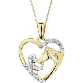 Přívěsek Zlatý přívěsek s diamanty - srdce, kůň - 0,02 ct - ryzost 585 - 220.436