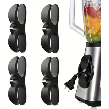 Organizér kabelů Samolepicí organizér kabelů 4ks gumový držák | držák kabelů, organizér kabelů - 4 KS Černá