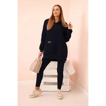 Polski Dámský bavlněný komplet s kapucí a legíny s vysokým pasem modrý Polski modrá 3404063