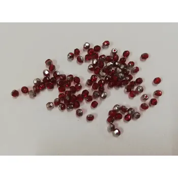 Dětské navlékací korálky Korálky broušené - ohňovky 3mm - červená/šedá - 100ks