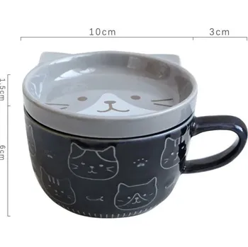Japonský kočičí hrnek s víčkem | hrnek, hrníček - Šedá