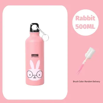 Hliníková sportovní láhev s roztomilým motivem | sportovní láhev, láhev na vodu - Králík kartáč