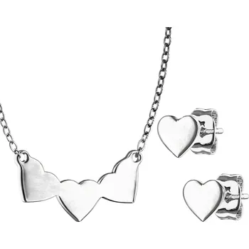 Souprava šperků Ocelová souprava náhrdelník a náušnice srdce (Set šperků z chirurgické oceli, srdíčka)