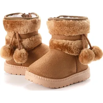 Dívčí sněhule Dětské zimní sněhule – teplé, s kožíškem Velikost: 26, Barva (Varianta): Khaki