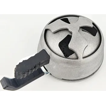 Hliníkový držák uhlí s poklopem | nádoba na uhlí, dýmkový ohřívač - Dvojitá rukojeť šedá