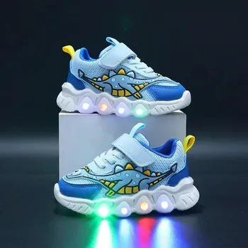 Chlapecké tenisky Dětské tenisky s LED světlem Velikost: 21, Barva (Varianta): dinosaur Blue