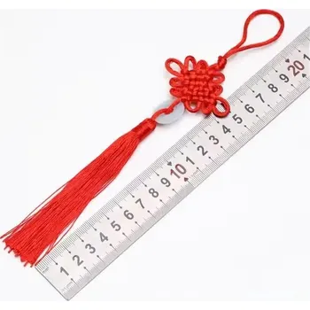 Ručně vyrobený čínský uzel se střapcem | novoroční dekorace, tradiční ozdoba - Červený styl 1